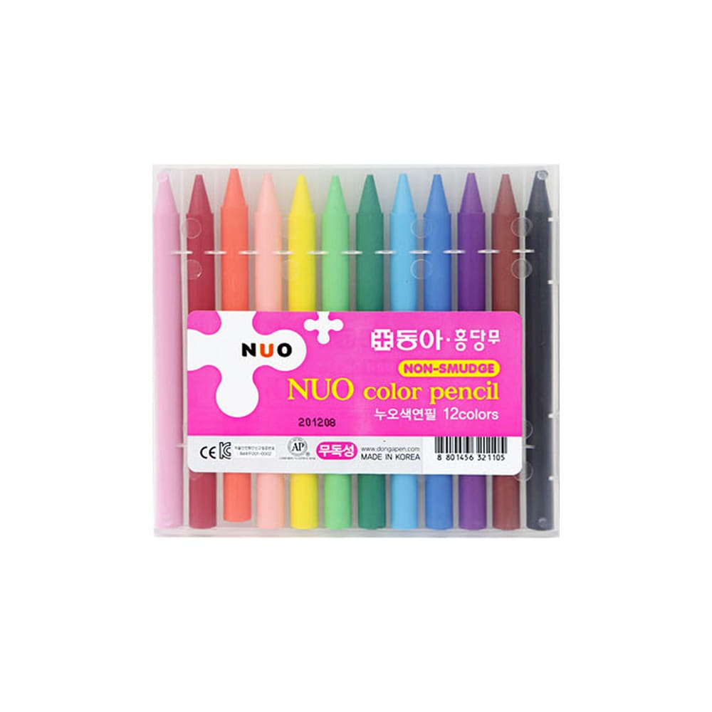 동아 누오 논스모지 색연필 12색 손에묻지않는 색연필
